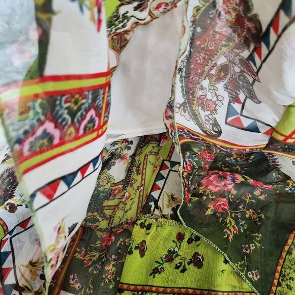 Maxi Skirt and midi Dress Women Smocked One Size Boho Patchwork Print - Picture 9 of 10